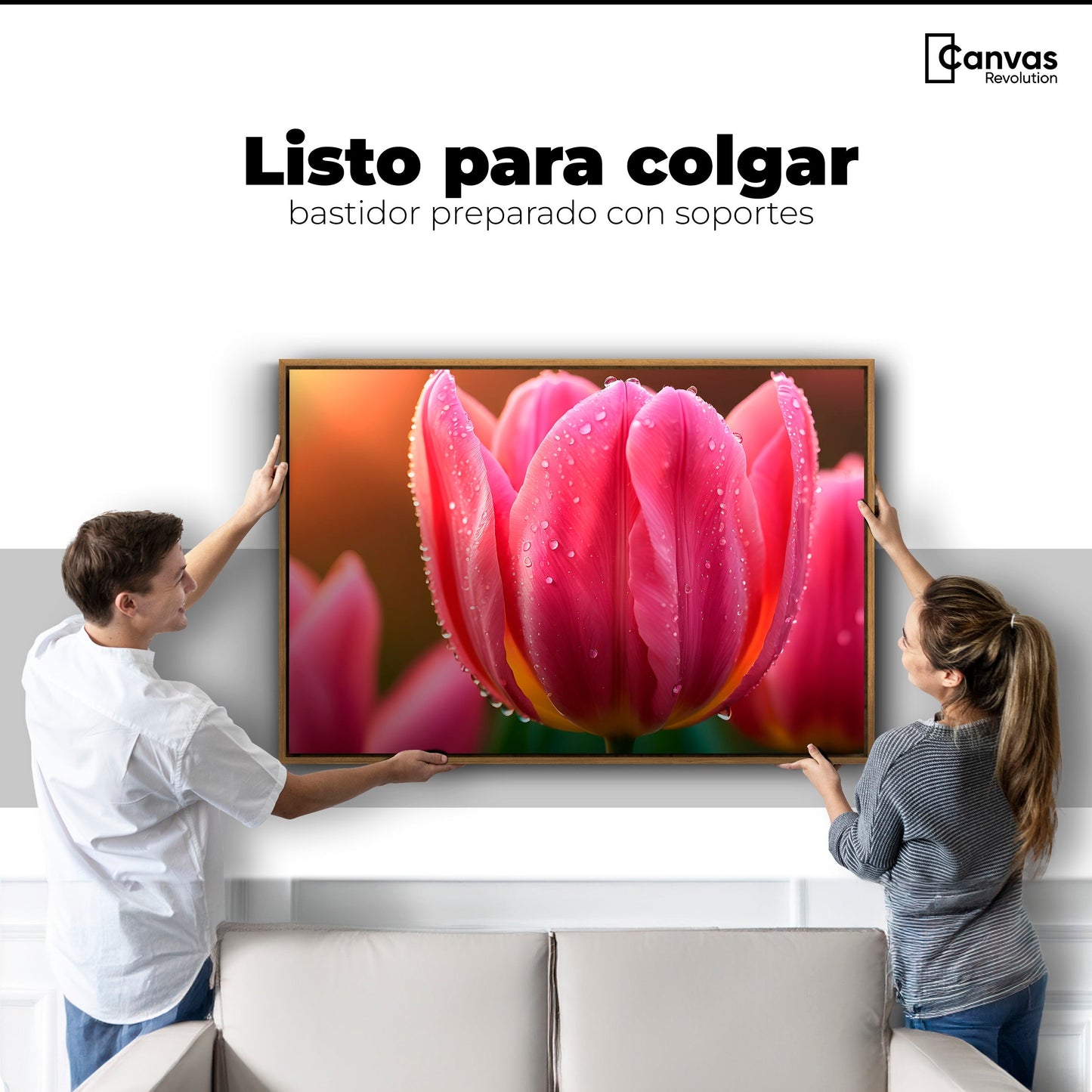Cuadros Decorativos Canvas Revolution | Tulipan Rosa Eterno | Colgar