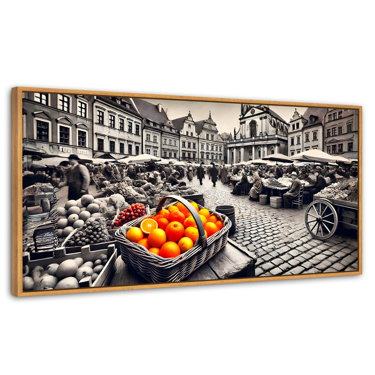 Cuadros Decorativos Canvas Revolution | Mercado Naranja | Panoramico | Portada | Marco Negro