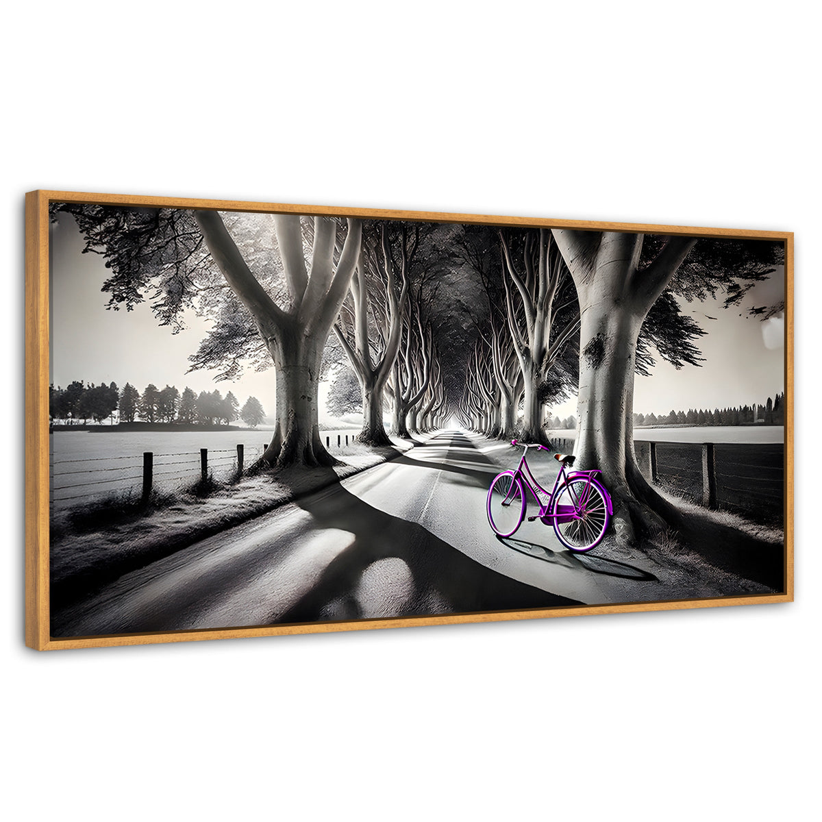 Cuadros Decorativos Canvas Revolution | Morado Natural | Panoramico | Portada | Marco Negro