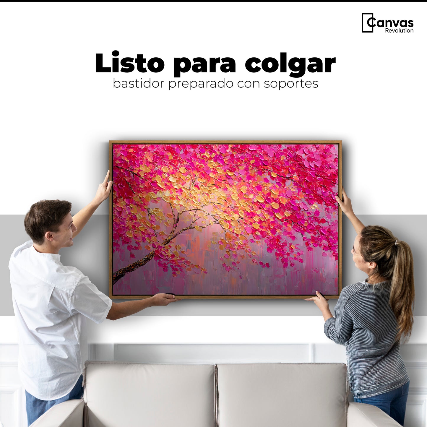 Cuadro Decorativo Ramas Rosadas Arbol - Colgar