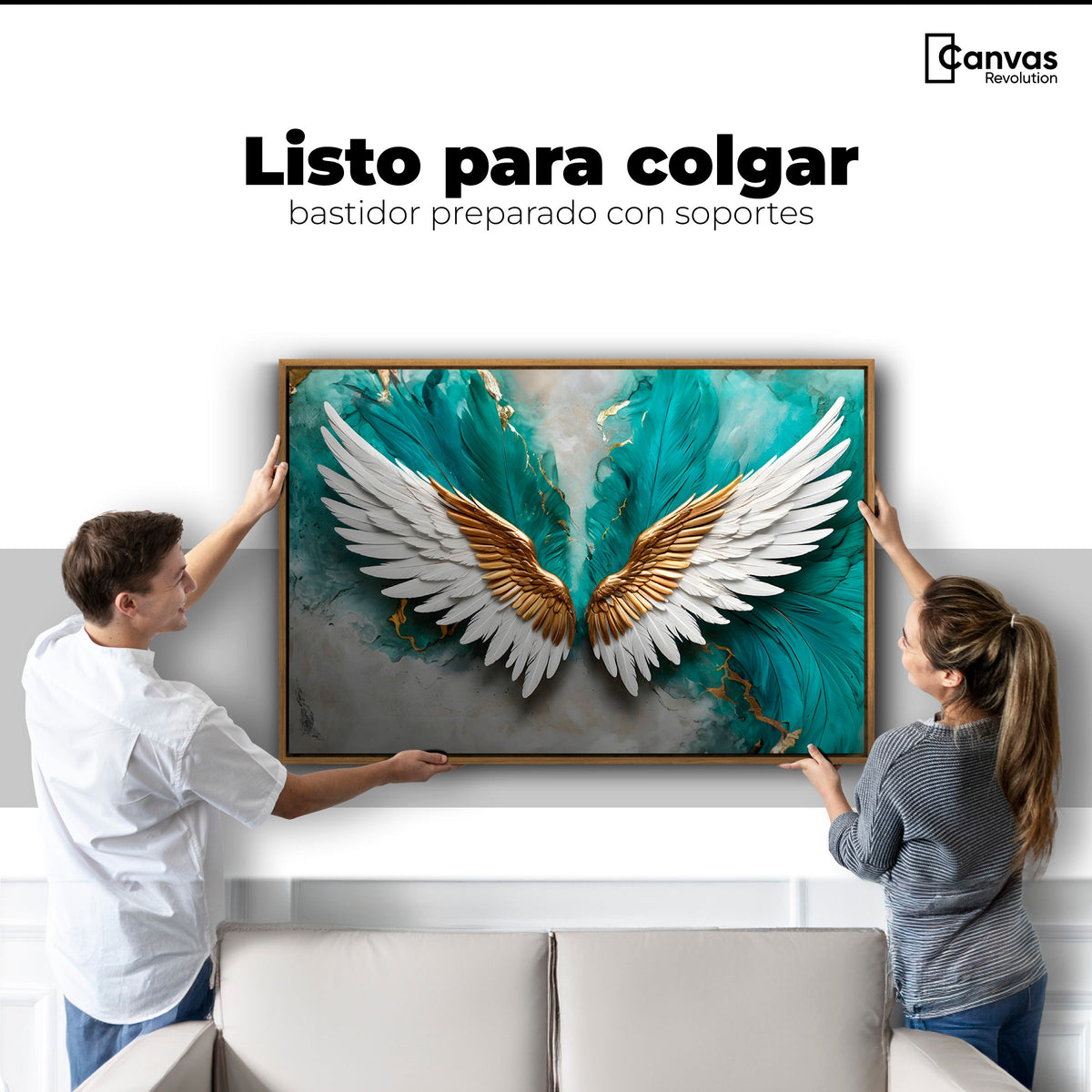 Cuadros Decorativos Canvas Revolution | Alas Angel Aqua | Colgar
