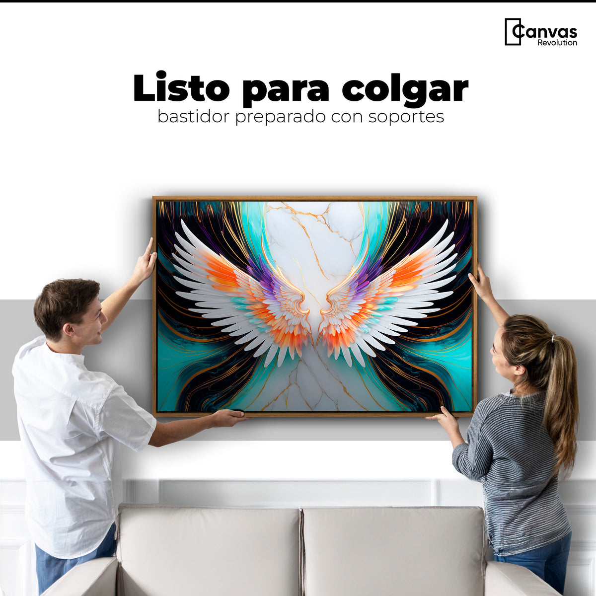 Cuadros Decorativos Canvas Revolution | Alas Angel Marmol | Colgar