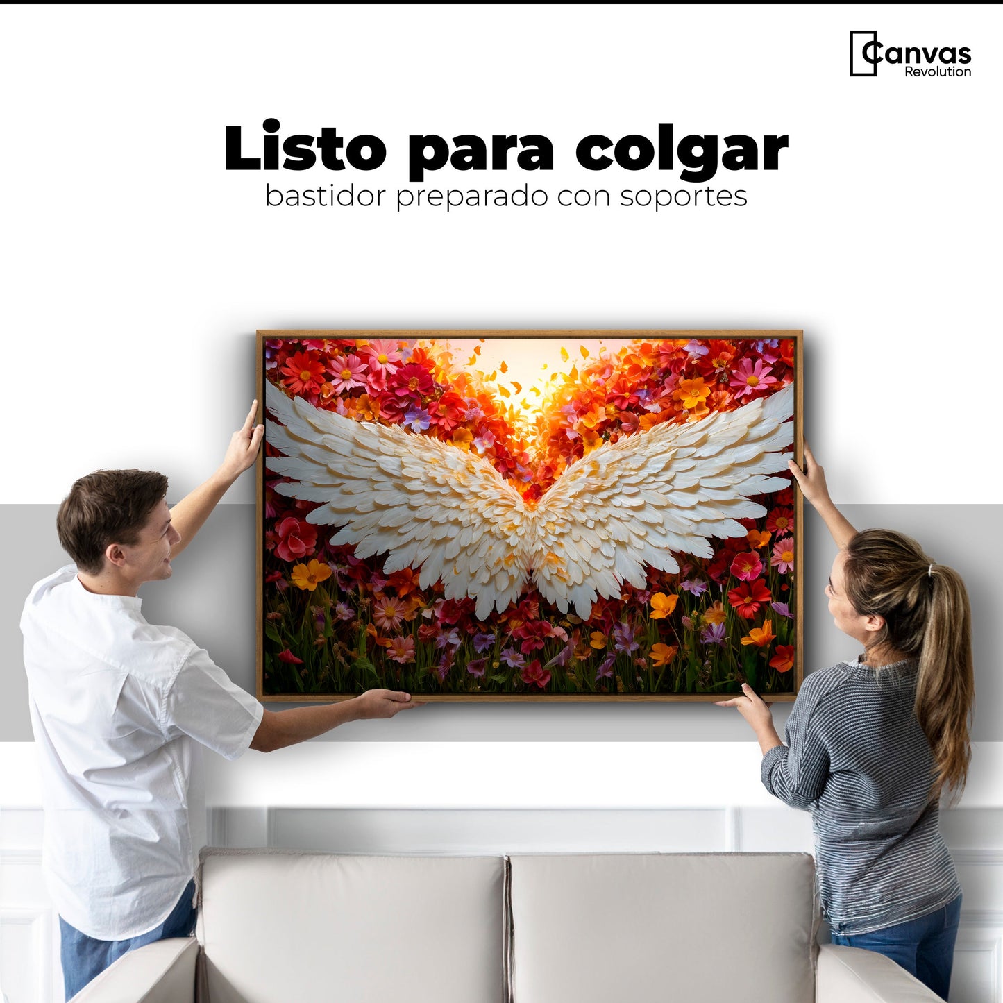 Cuadros Decorativos Canvas Revolution | Alas En Flores | Colgar