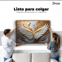 Cuadros Decorativos Canvas Revolution | Alas Plumas Doradas | Colgar