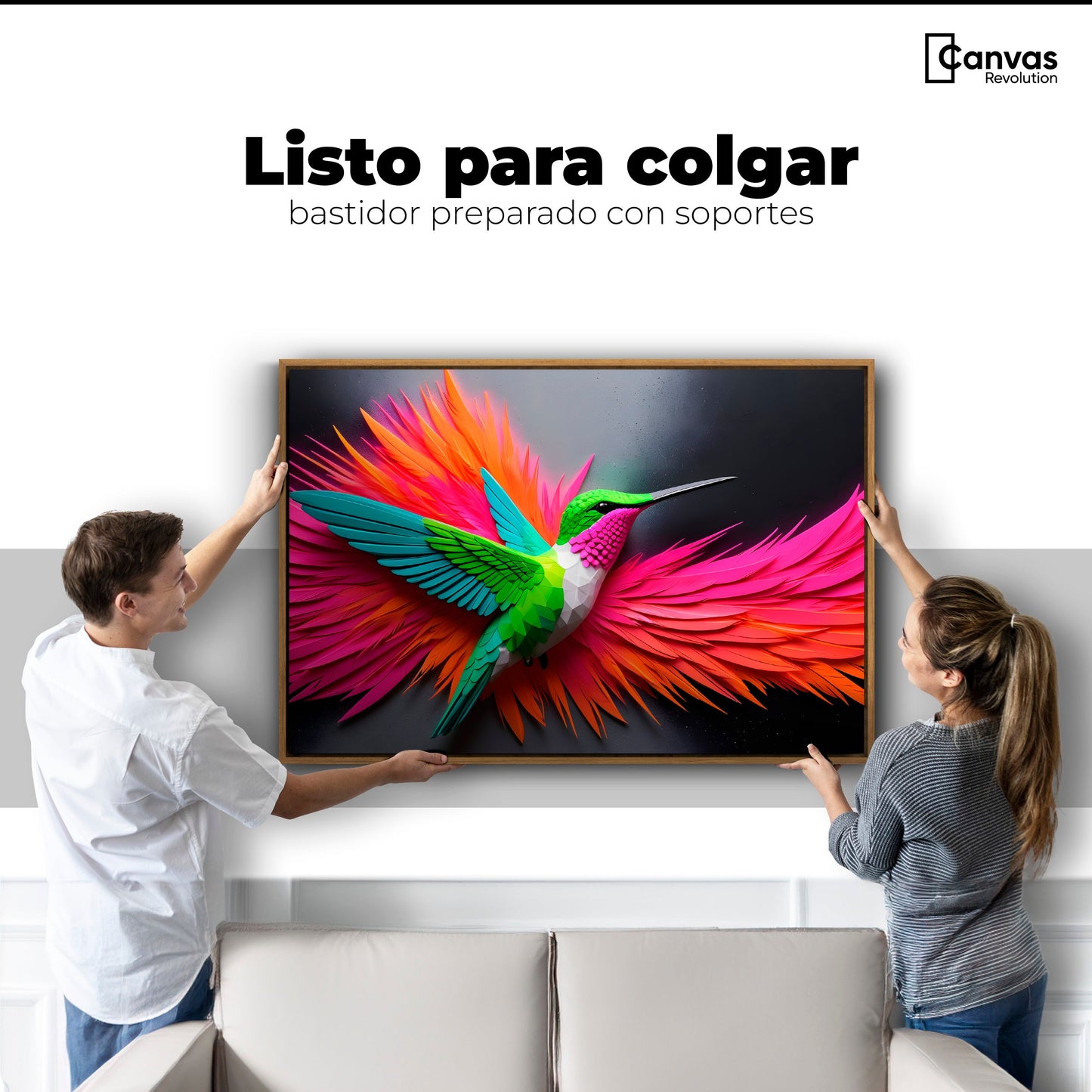 Cuadros Decorativos Canvas Revolution | Colibri Arcoiris | Colgar
