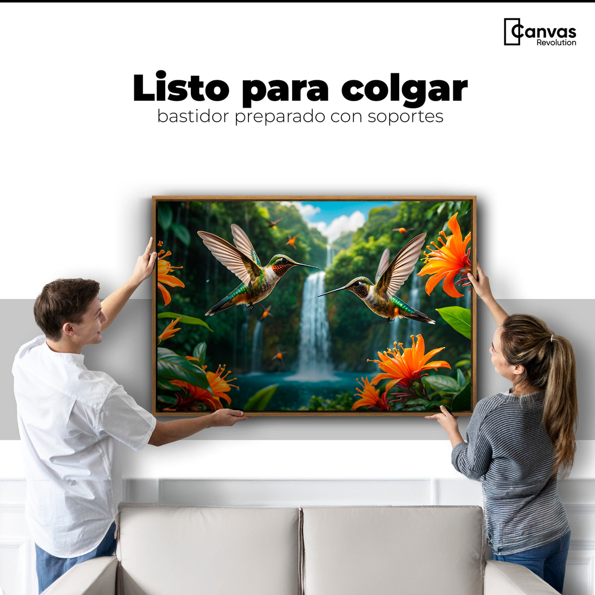 Cuadros Decorativos Canvas Revolution | Colibri Cascadas | Colgar