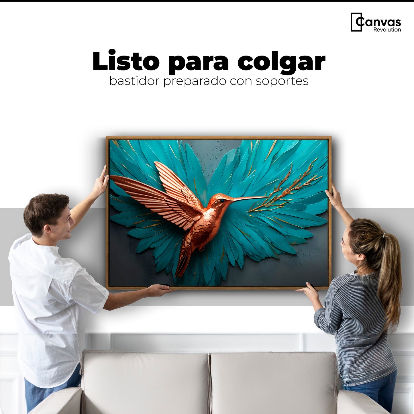 Cuadros Decorativos Canvas Revolution | Colibri Celeste | Colgar