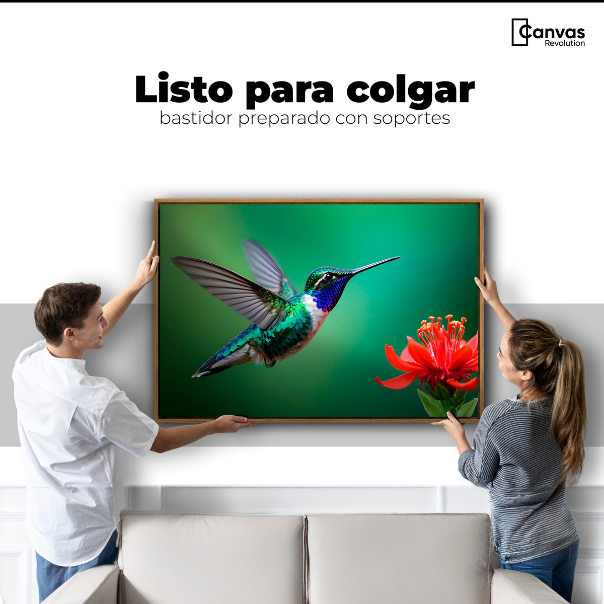 Cuadros Decorativos Canvas Revolution | Colibri En Rocio | Colgar