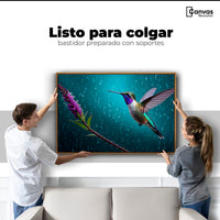 Cuadros Decorativos Canvas Revolution | Colibri Flor Lluvia | Colgar