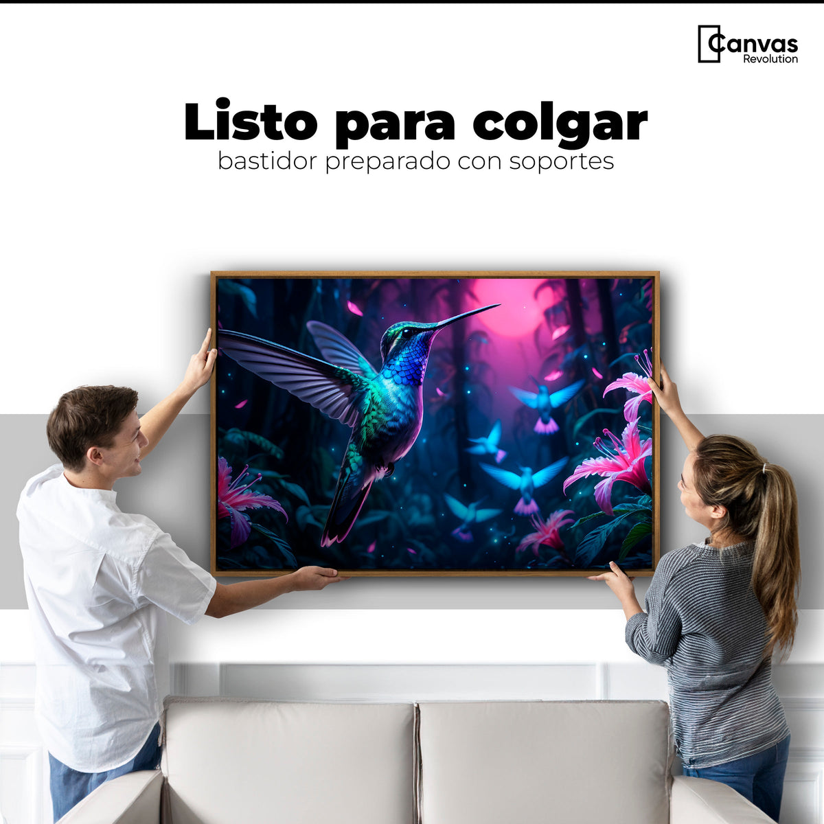 Cuadros Decorativos Canvas Revolution | Colibri Fluoresente | Colgar