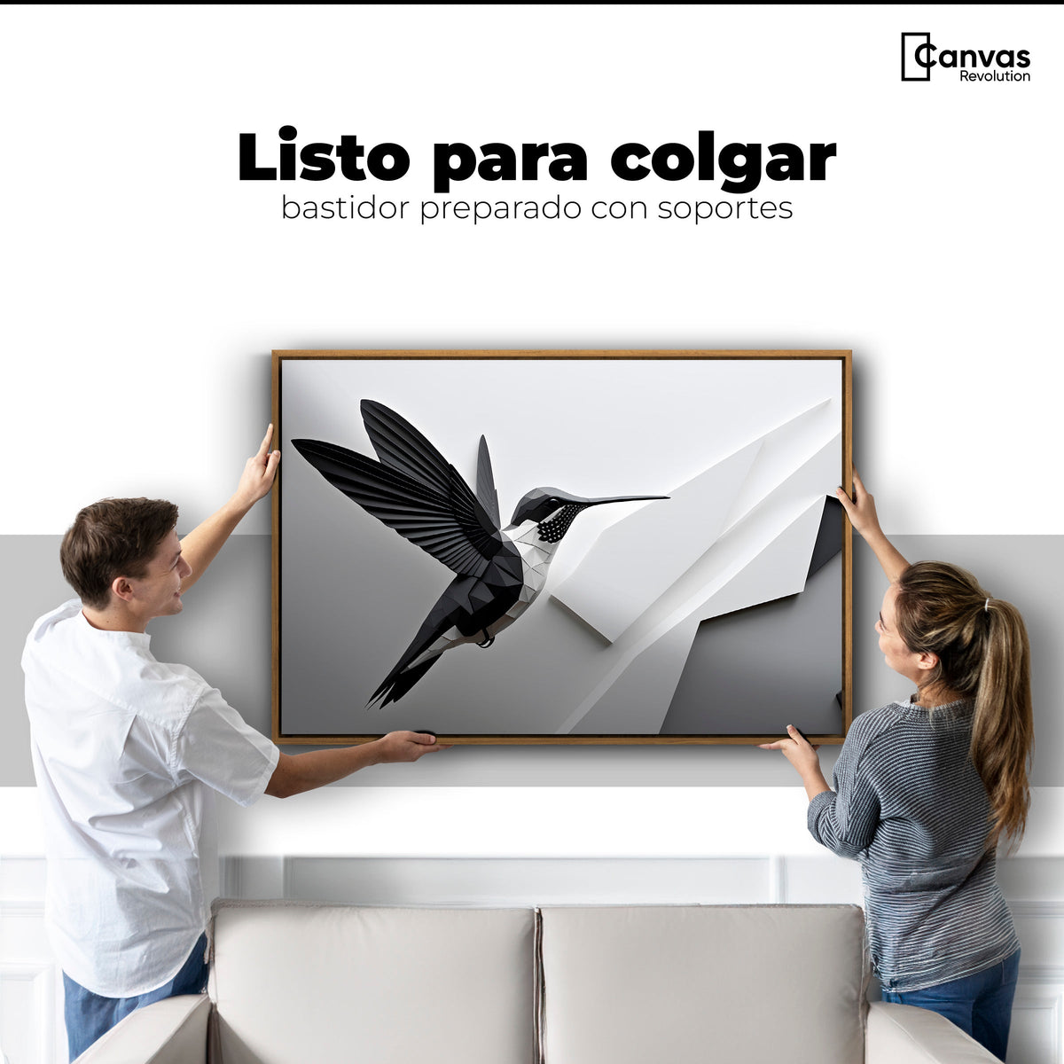 Cuadros Decorativos Canvas Revolution | Colibri Geometrico | Colgar
