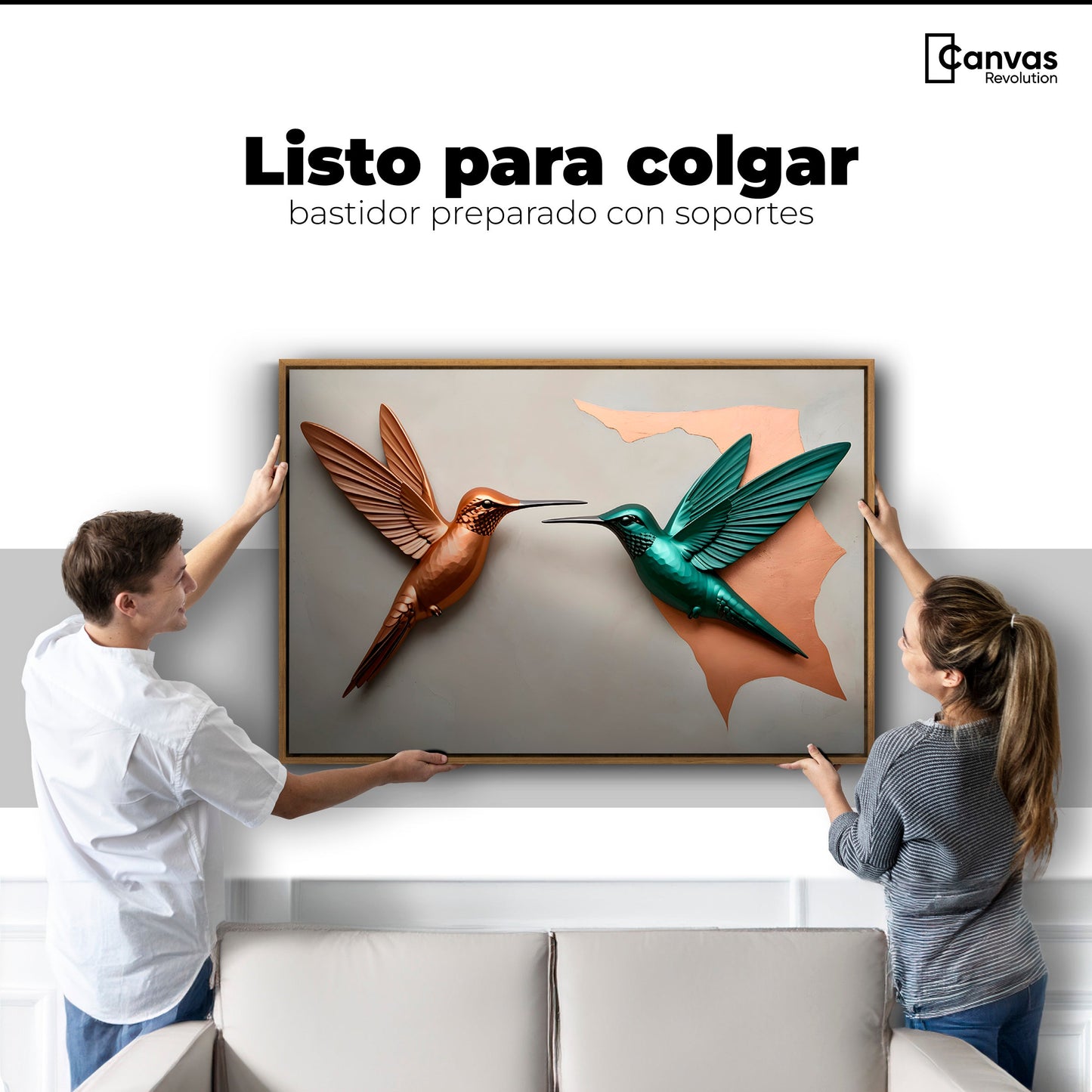 Cuadros Decorativos Canvas Revolution | Colibri Verde Cobre | Colgar