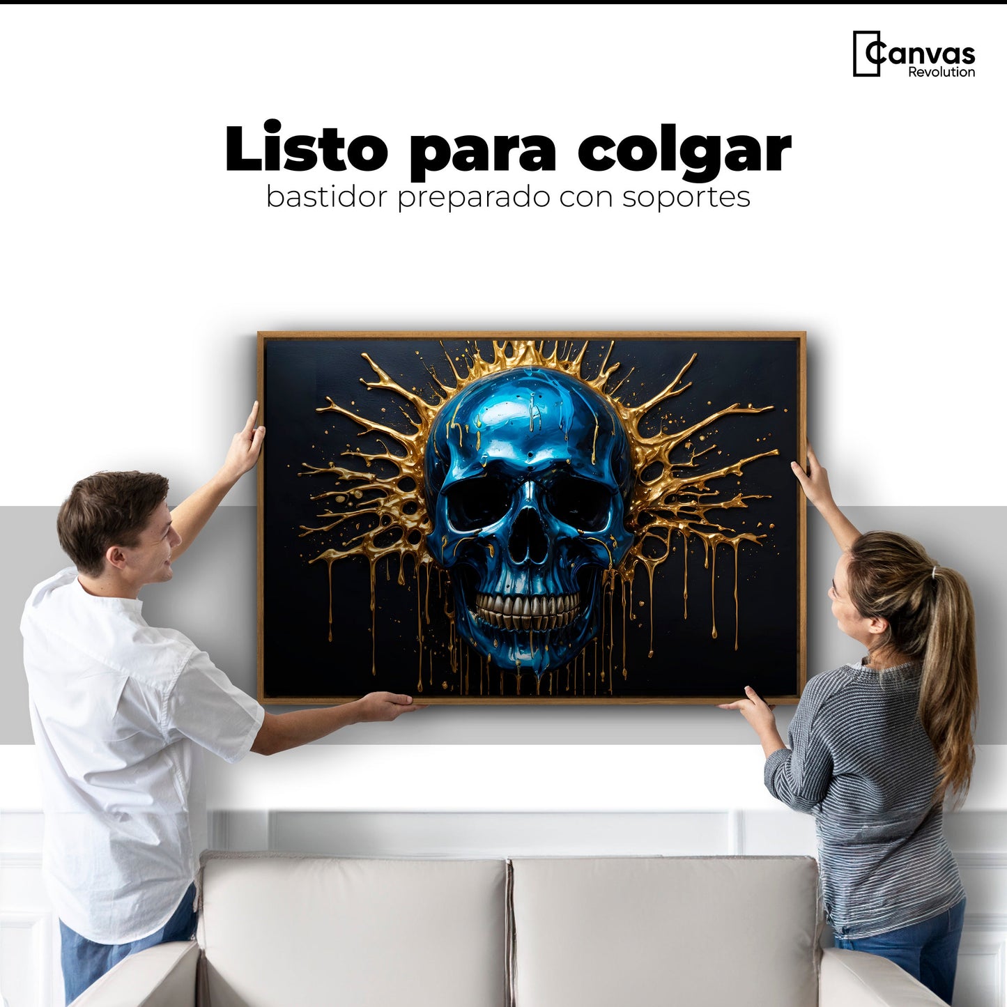 Cuadros Decorativos Canvas Revolution | Craneo Azul Zafiro | Colgar