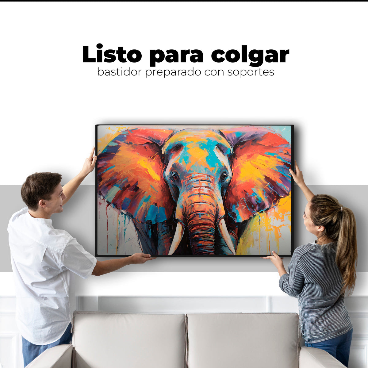 Cuadros Decorativos Canvas Revolution | Elefante Marfil | Colgar