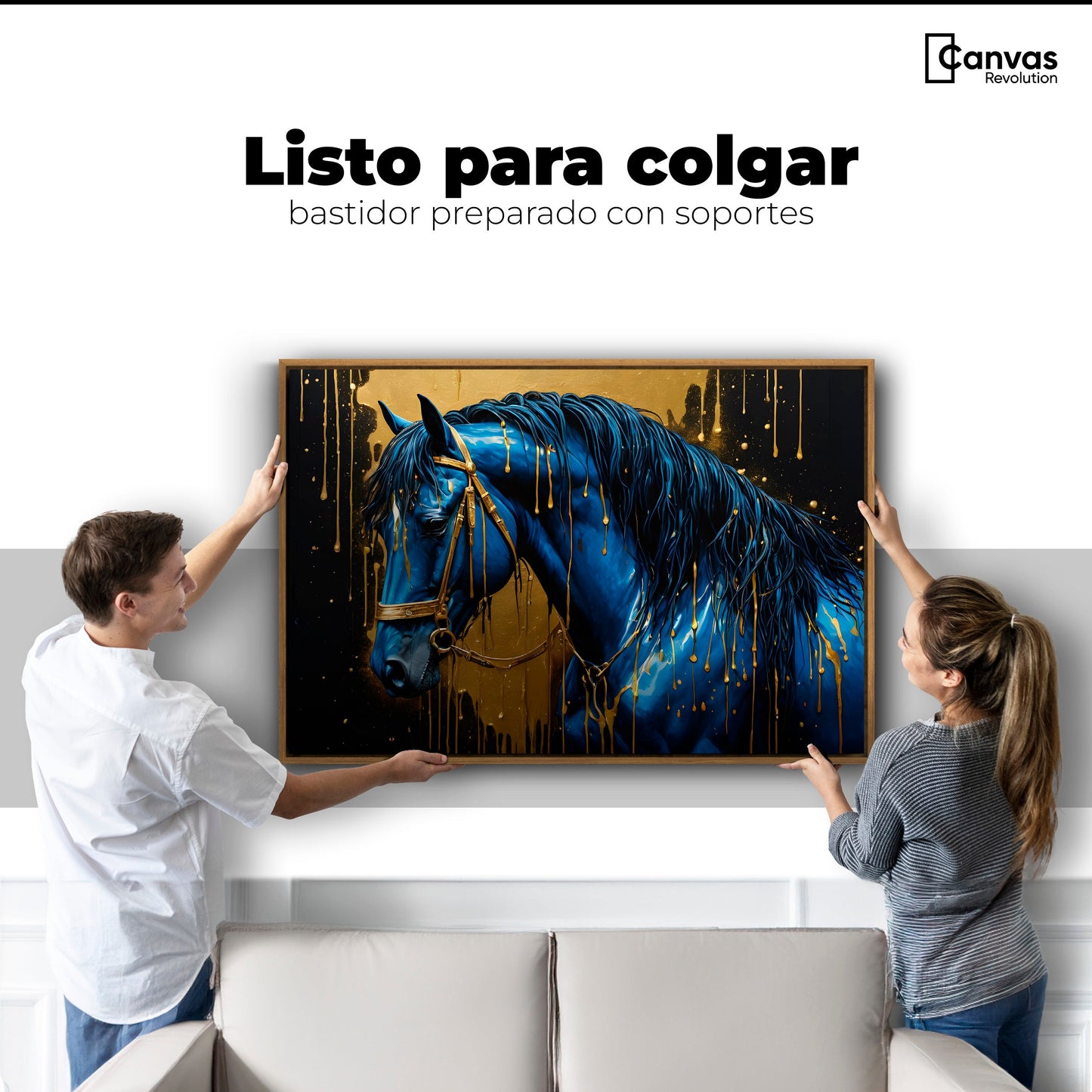 Cuadros Decorativos Canvas Revolution | Elegancia Azul Oro | Colgar