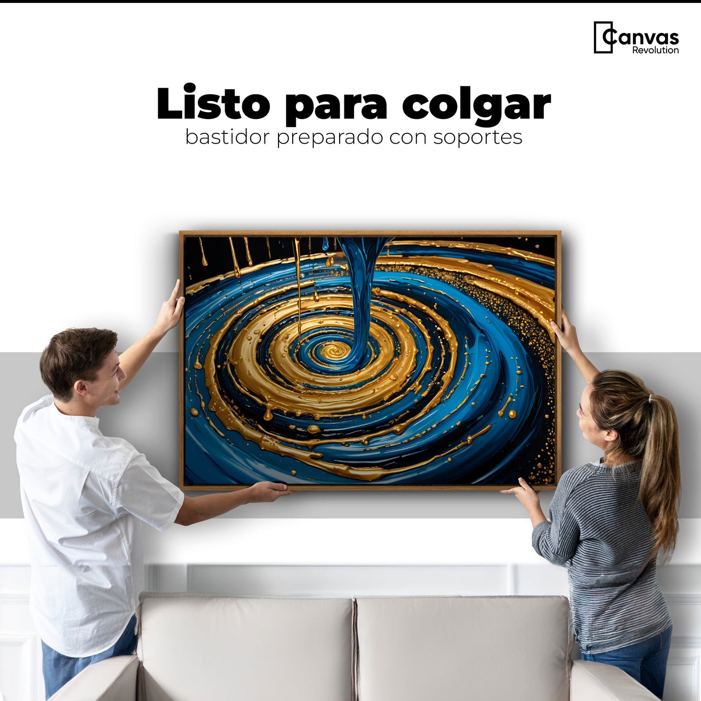 Cuadros Decorativos Canvas Revolution | Elegancia Oro Azul | Colgar