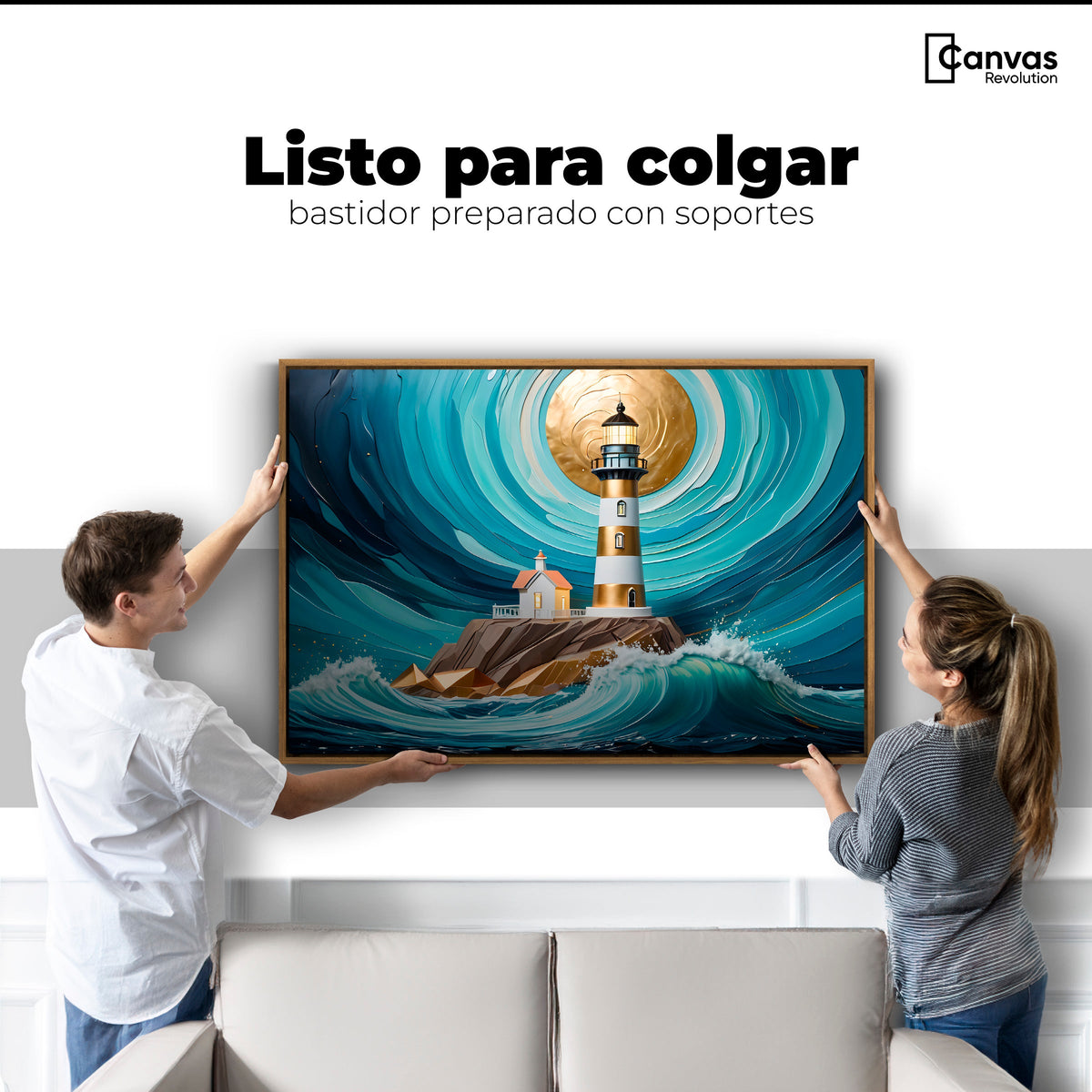 Cuadros Decorativos Canvas Revolution | Faro Del Mar Azul | Colgar