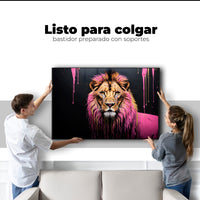 Cuadros Decorativos Canvas Revolution | Leon Rosa Vibrante | Colgar