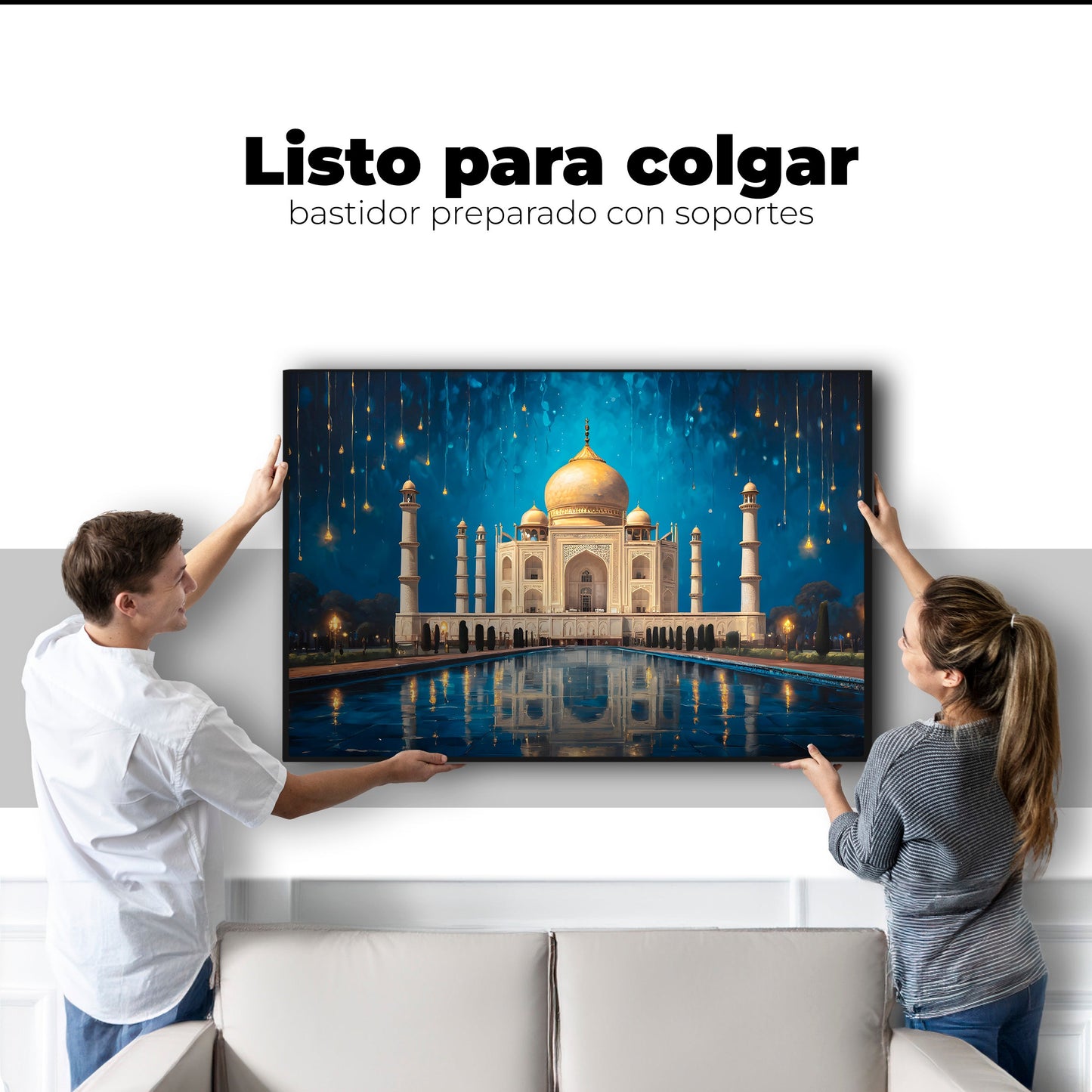 Cuadros Decorativos Canvas Revolution | Lluvia Taj Mahal | Colgar
