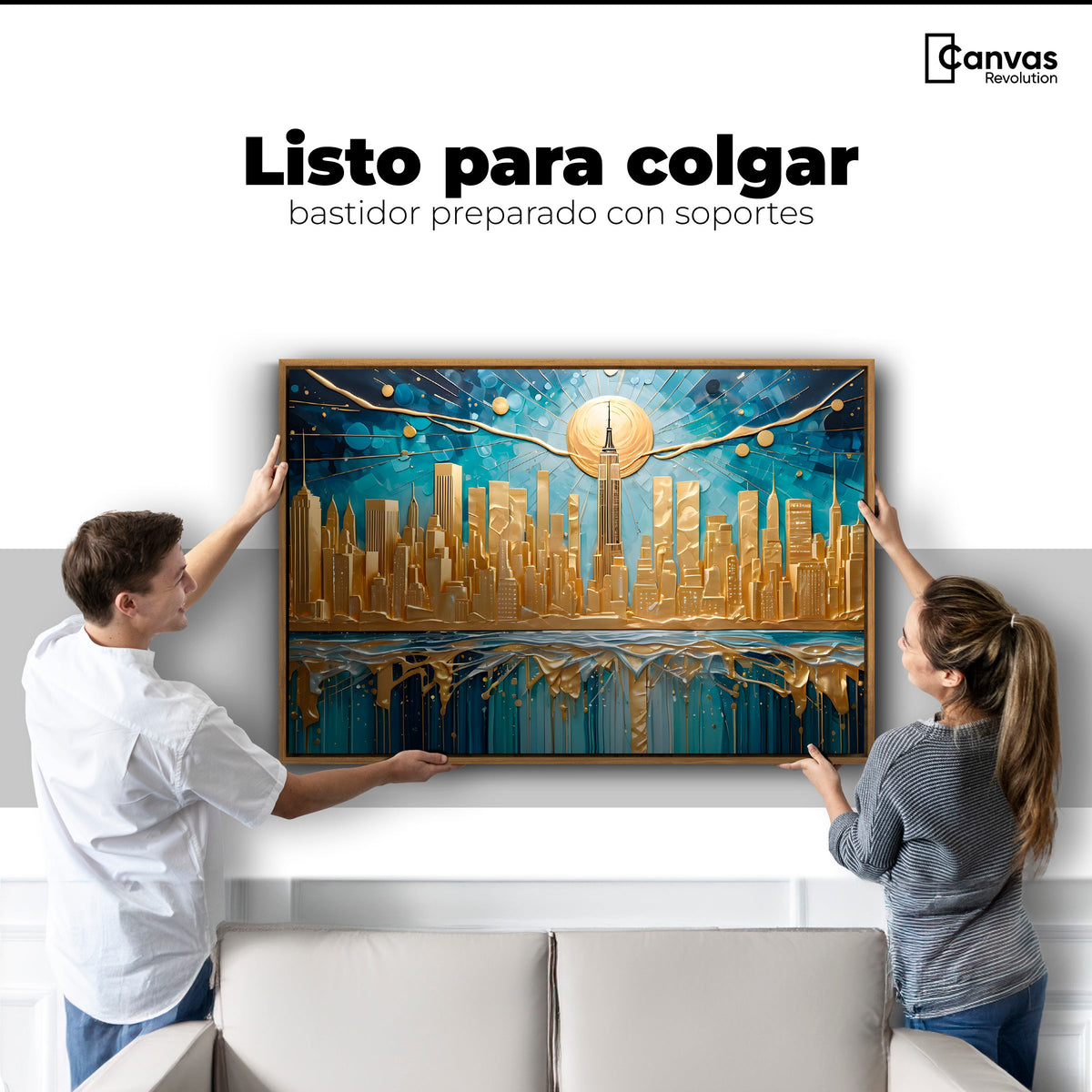Cuadros Decorativos Canvas Revolution | New York Paint Oro | Colgar