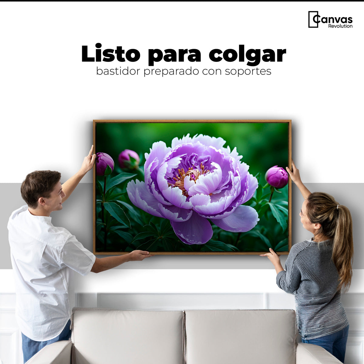 Cuadros Decorativos Canvas Revolution | Peonia Morada Viva | Colgar