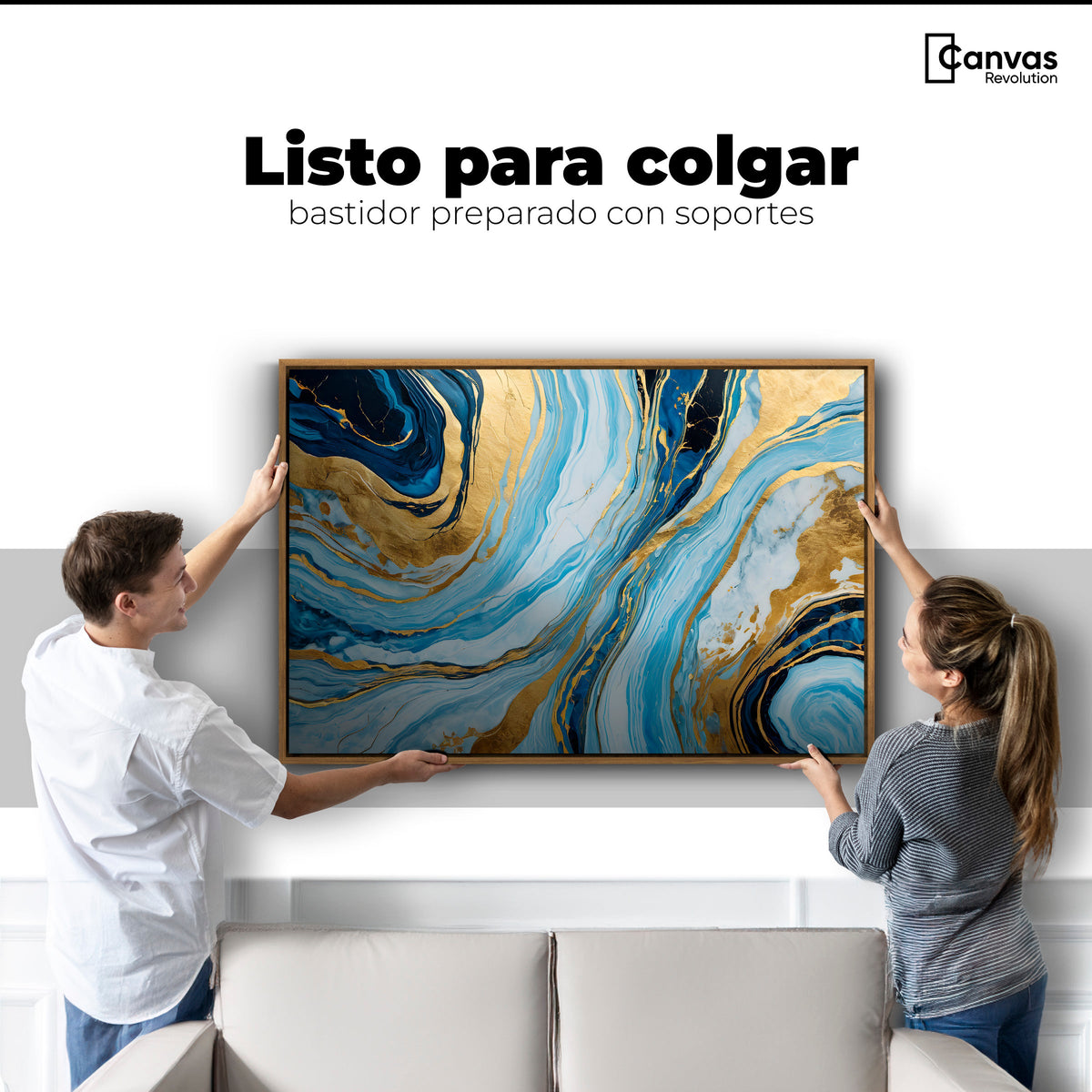 Cuadros Decorativos Canvas Revolution | Remolinos Dorados | Colgar