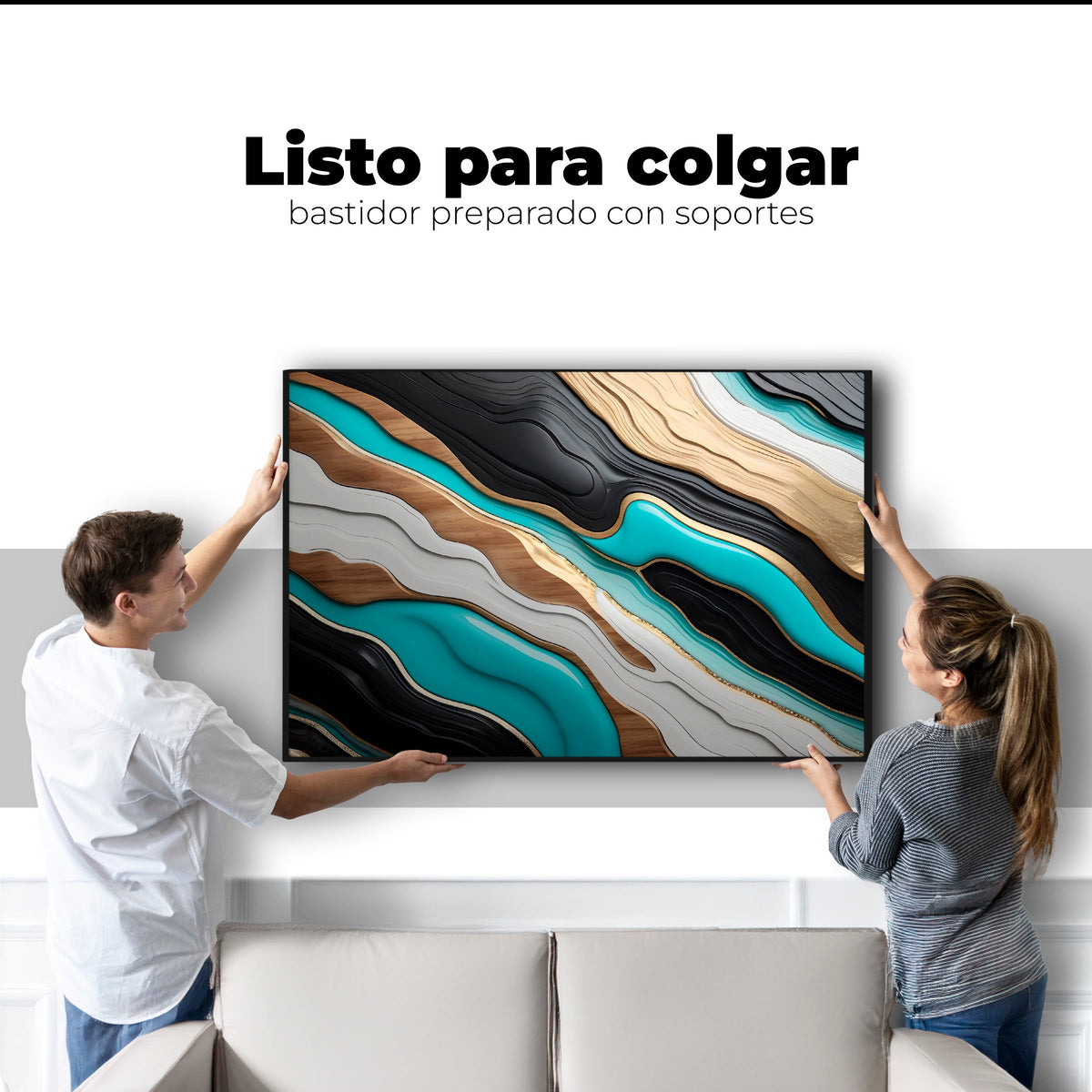 Cuadros Decorativos Canvas Revolution | Rio Oro Turquesa | Colgar