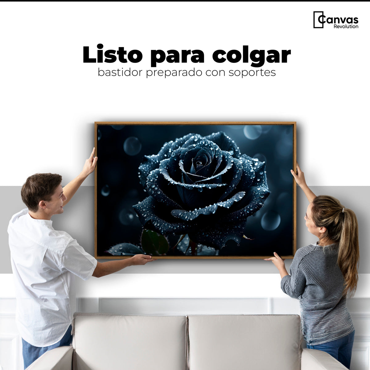Cuadros Decorativos Canvas Revolution | Rosa Negra Poderosa | Colgar