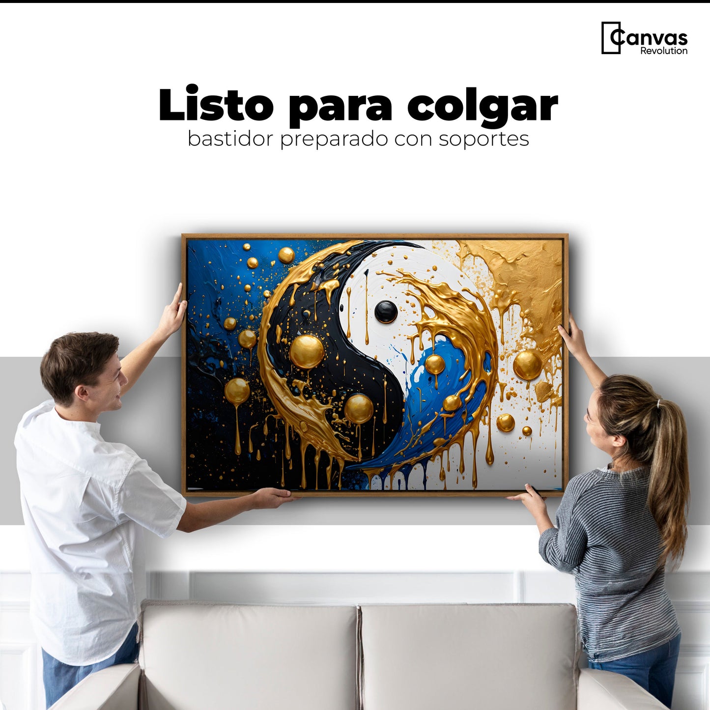 Cuadros Decorativos Canvas Revolution | Yin Yang Dorado | Colgar