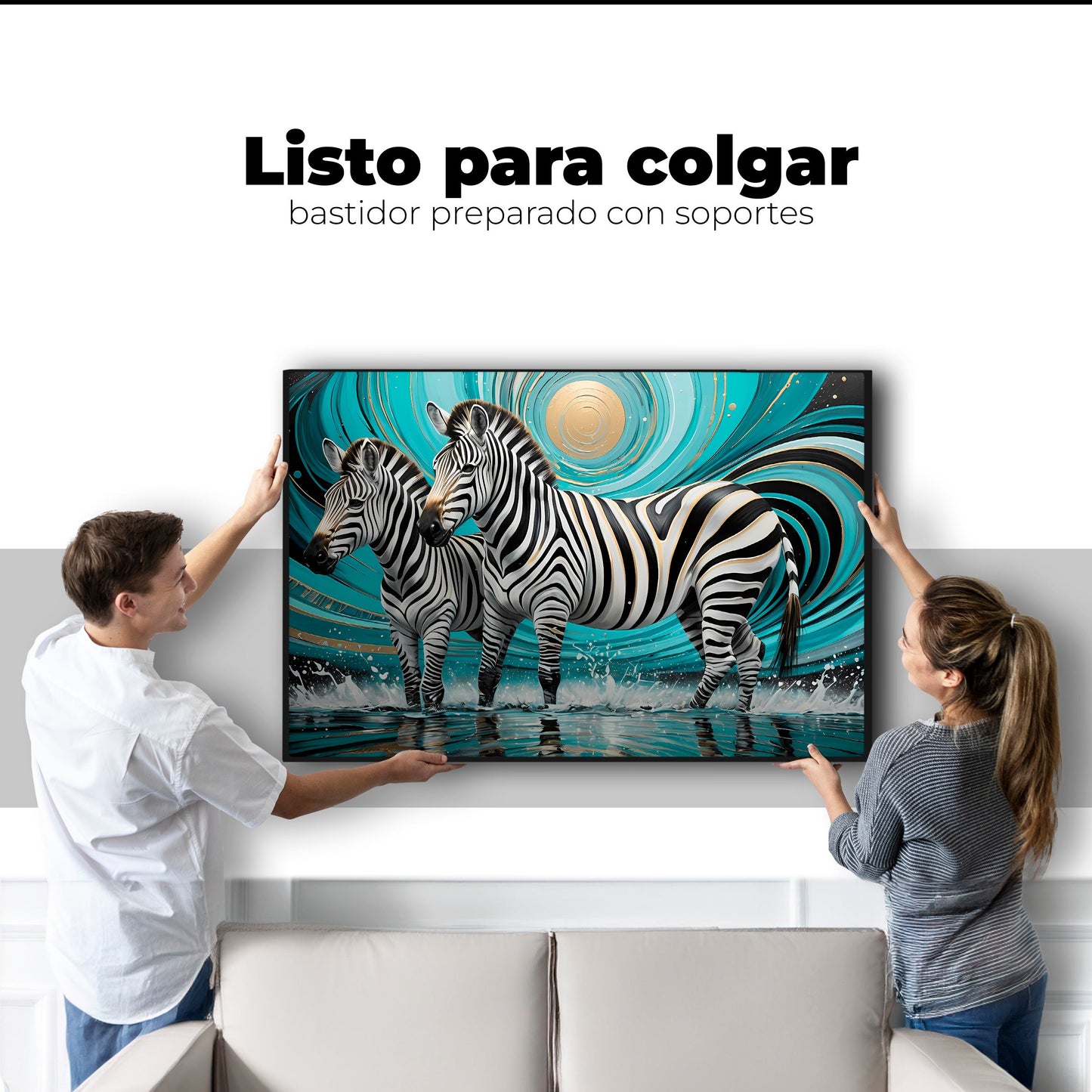 Cuadros Decorativos Canvas Revolution | Zebras En Silencio | Colgar