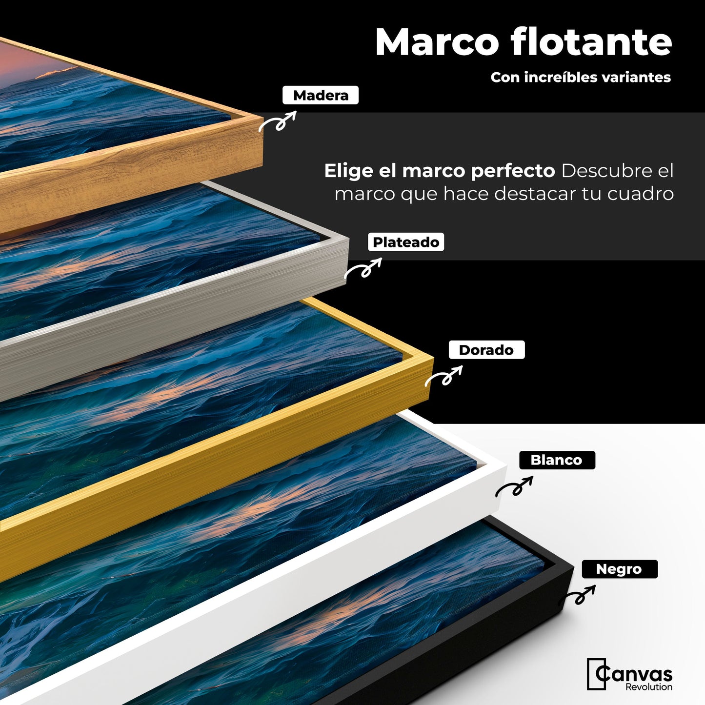 Cuadros Decorativos Canvas Revolution | Ola Oceanica Ocaso | ColoresMarco