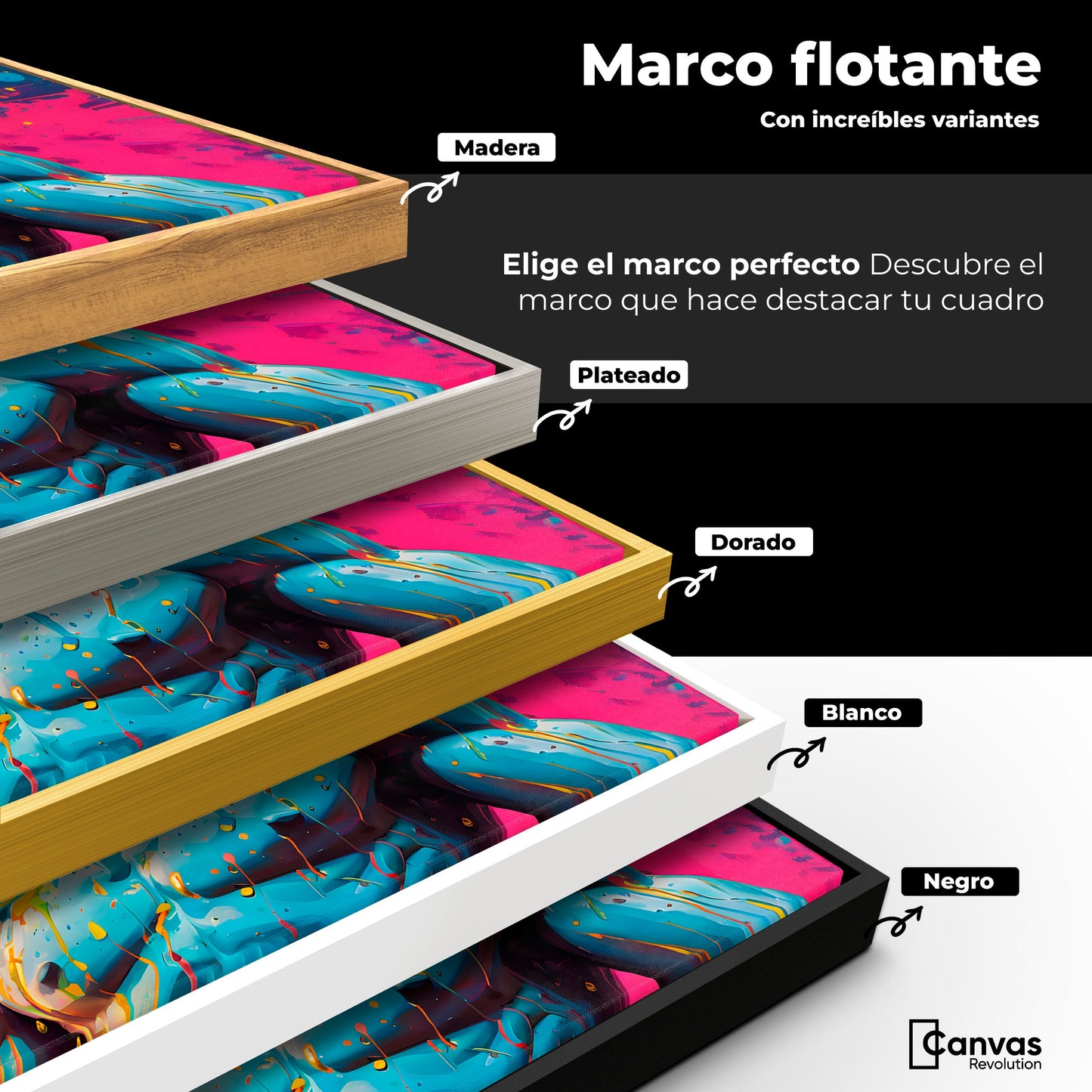 Cuadros Decorativos Canvas Revolution | Silueta Multicolor | ColoresMarco