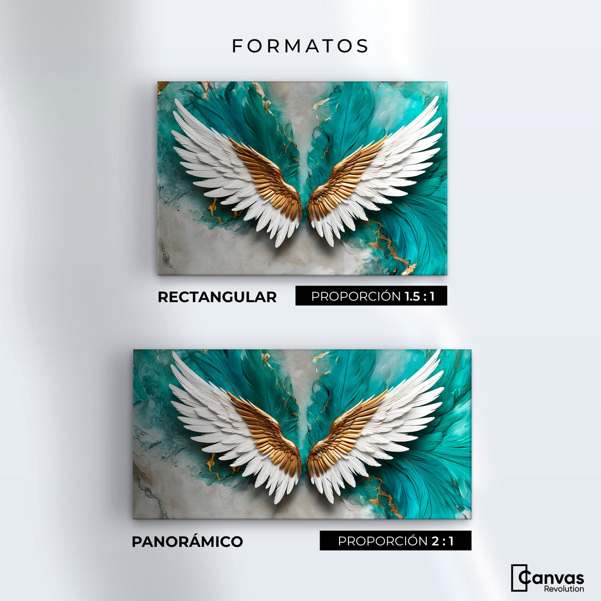 Cuadros Decorativos Canvas Revolution | Alas Angel Aqua | Formatos