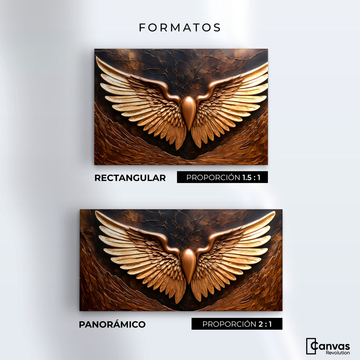Cuadros Decorativos Canvas Revolution | Alas Angel Cobre | Formatos