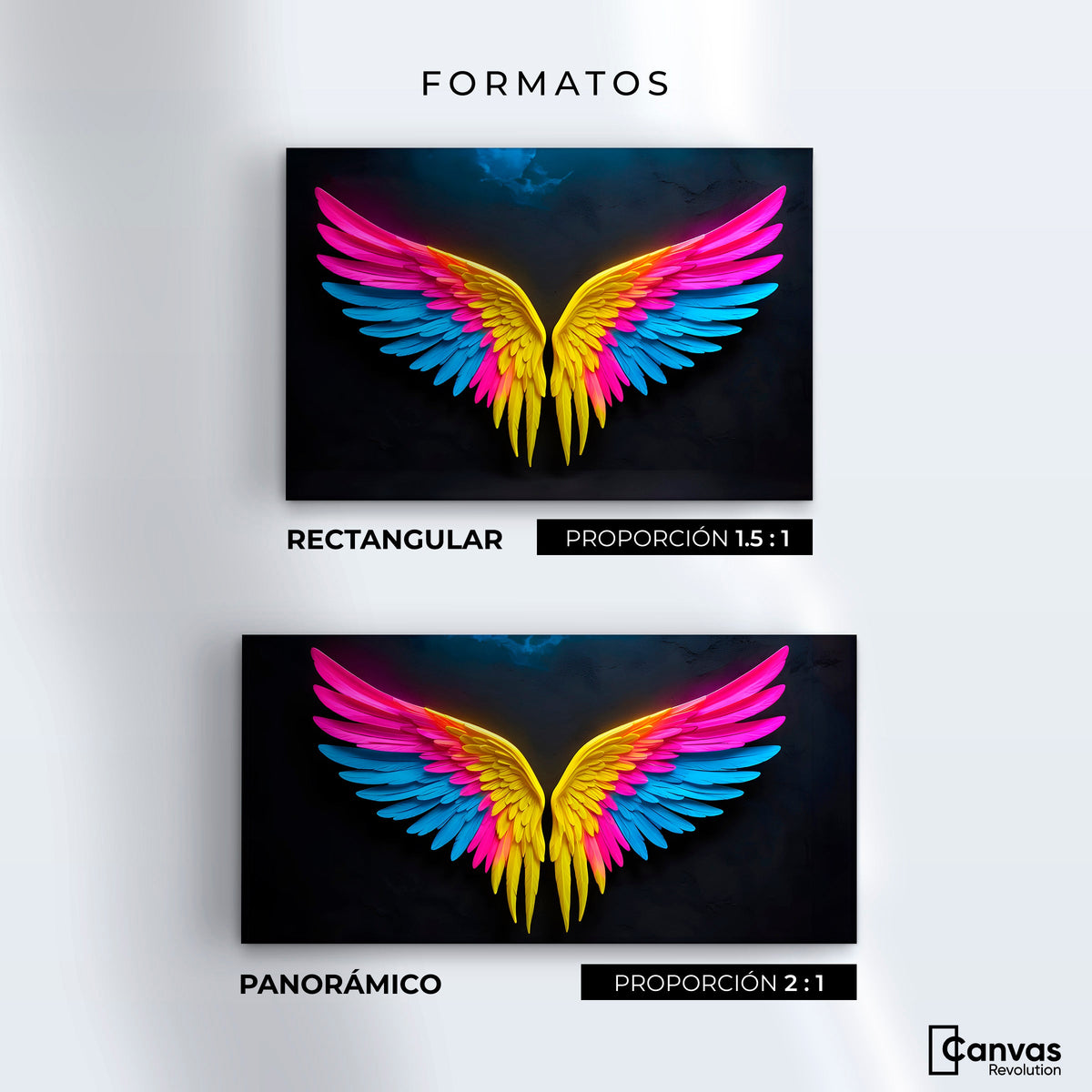 Cuadros Decorativos Canvas Revolution | Alas Angel Neon | Formatos