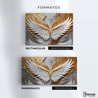 Cuadros Decorativos Canvas Revolution | Alas Plumas Doradas | Formatos