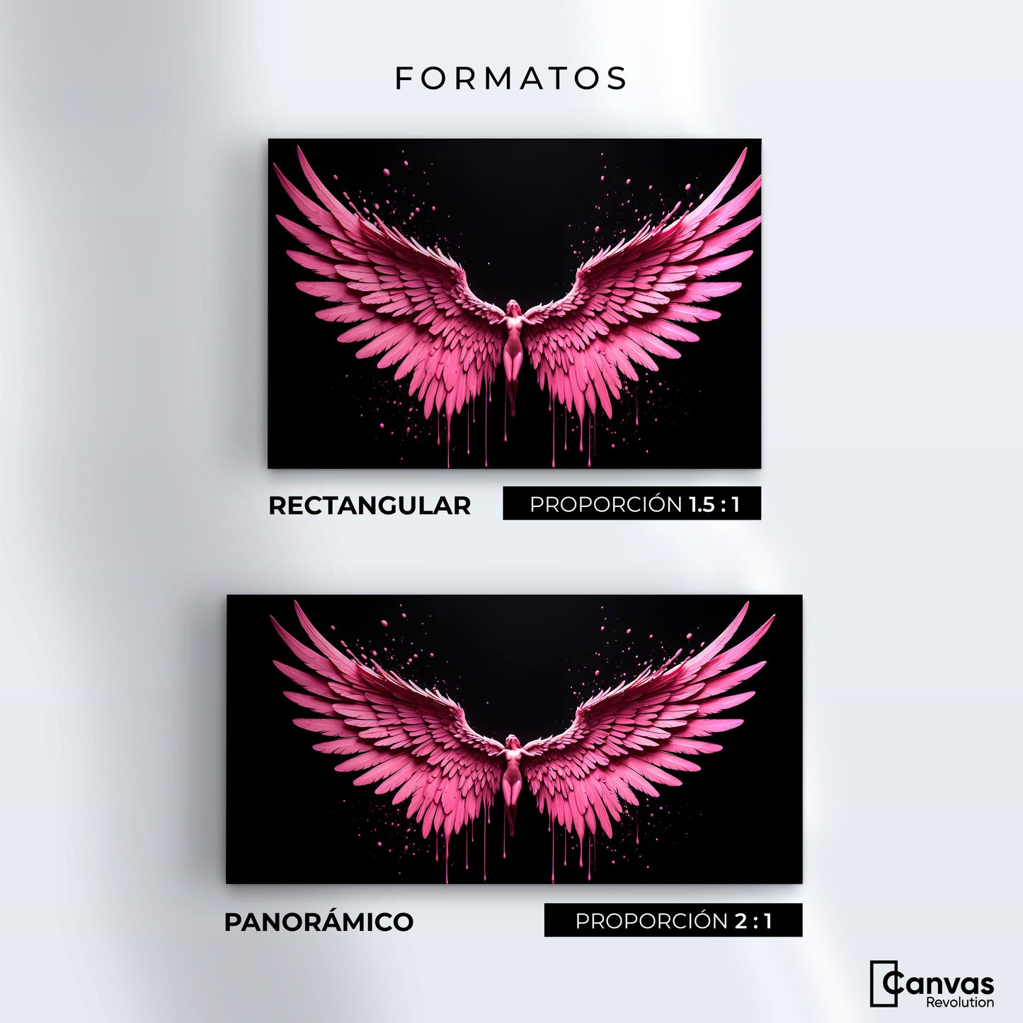 Cuadros Decorativos Canvas Revolution | Alas Rosadas Angel | Formatos