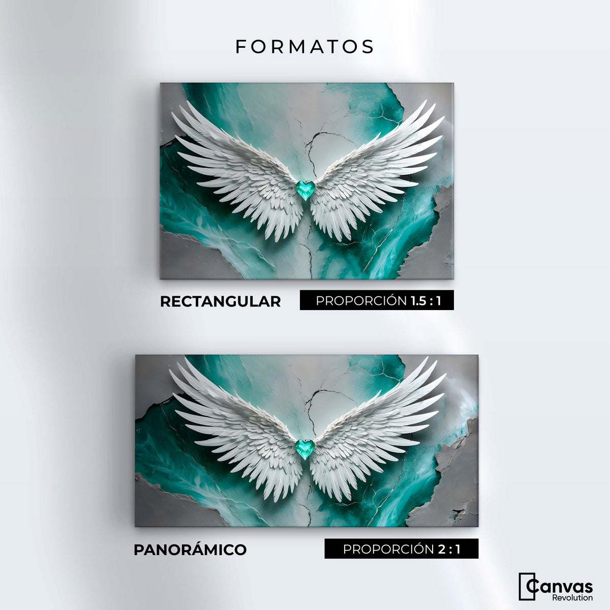 Cuadros Decorativos Canvas Revolution | Alas Vida Esmeralda | Formatos