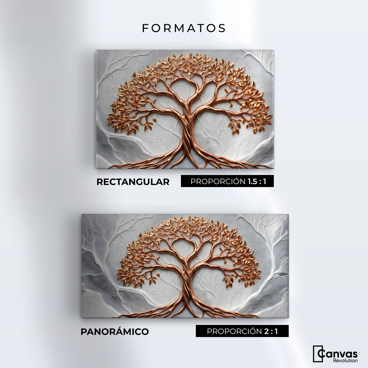 Cuadros Decorativos Canvas Revolution | Arbol Piedra Oro | Formatos