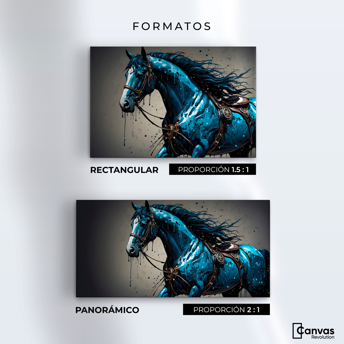 Cuadros Decorativos Canvas Revolution | Brillo Azul Equino | Formatos