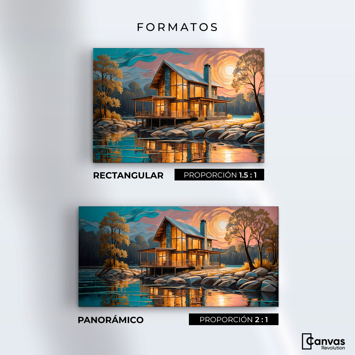 Cuadros Decorativos Canvas Revolution | Cabana Junto Lago | Formatos