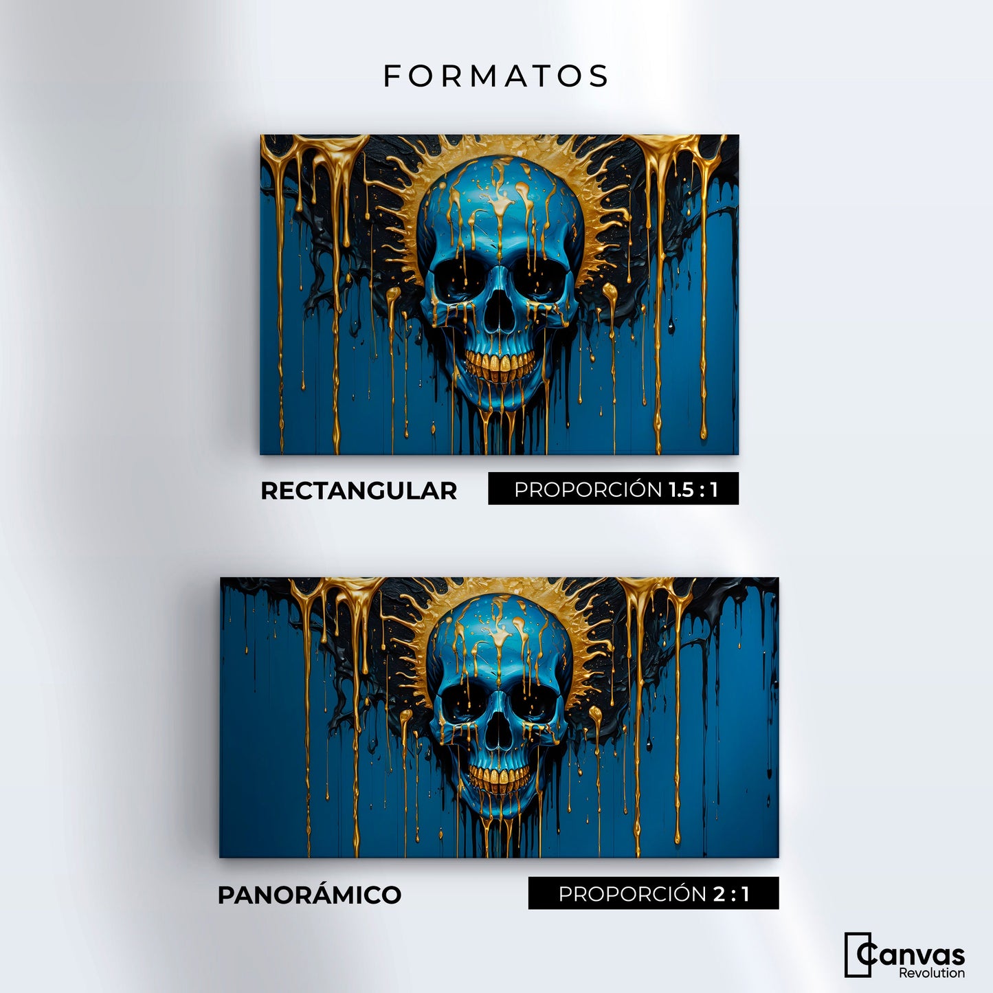 Cuadros Decorativos Canvas Revolution | Calavera Zafiro | Formatos