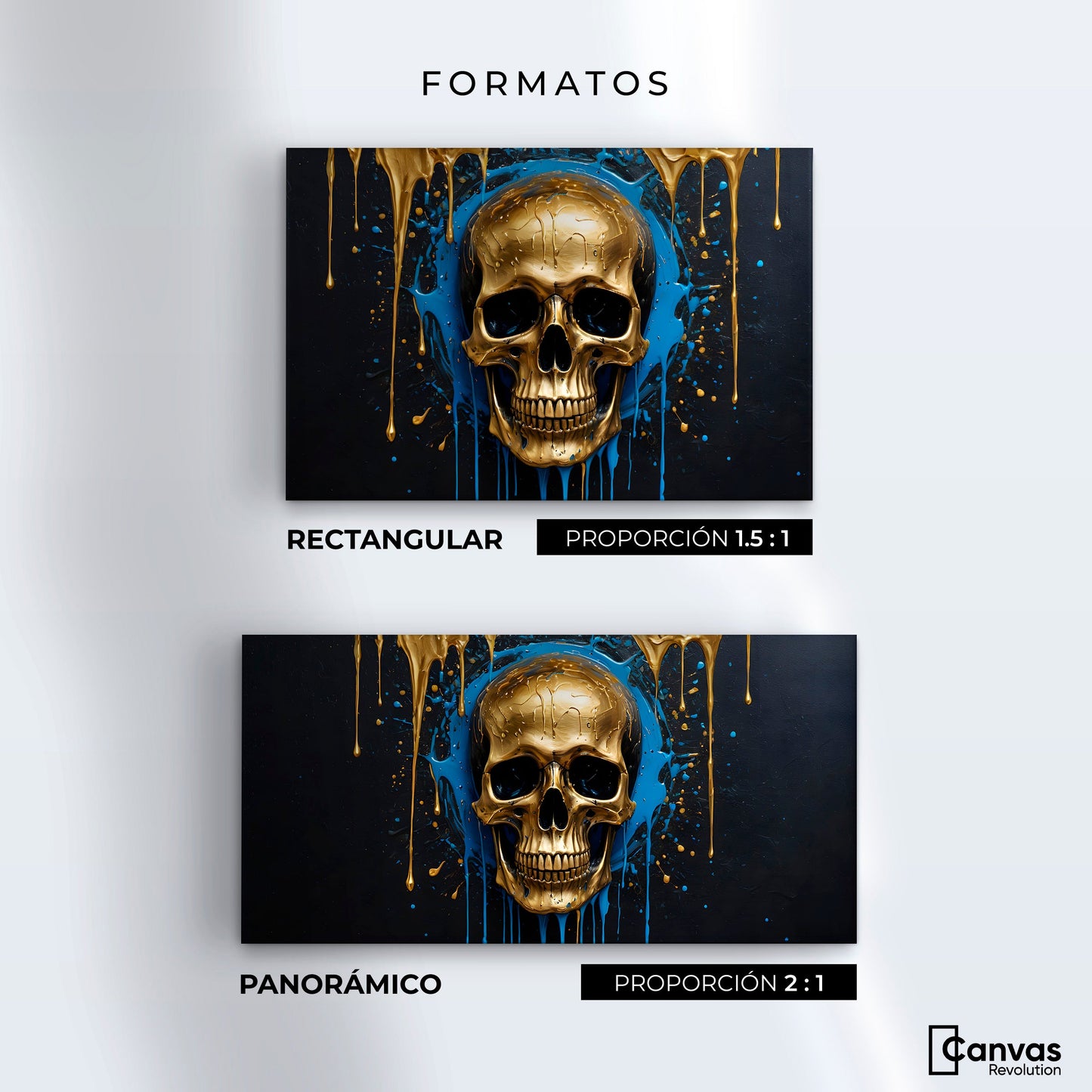 Cuadros Decorativos Canvas Revolution | Calvera Azul Dorado | Formatos
