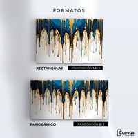 Cuadros Decorativos Canvas Revolution | Cascada Azul Dorado | Formatos