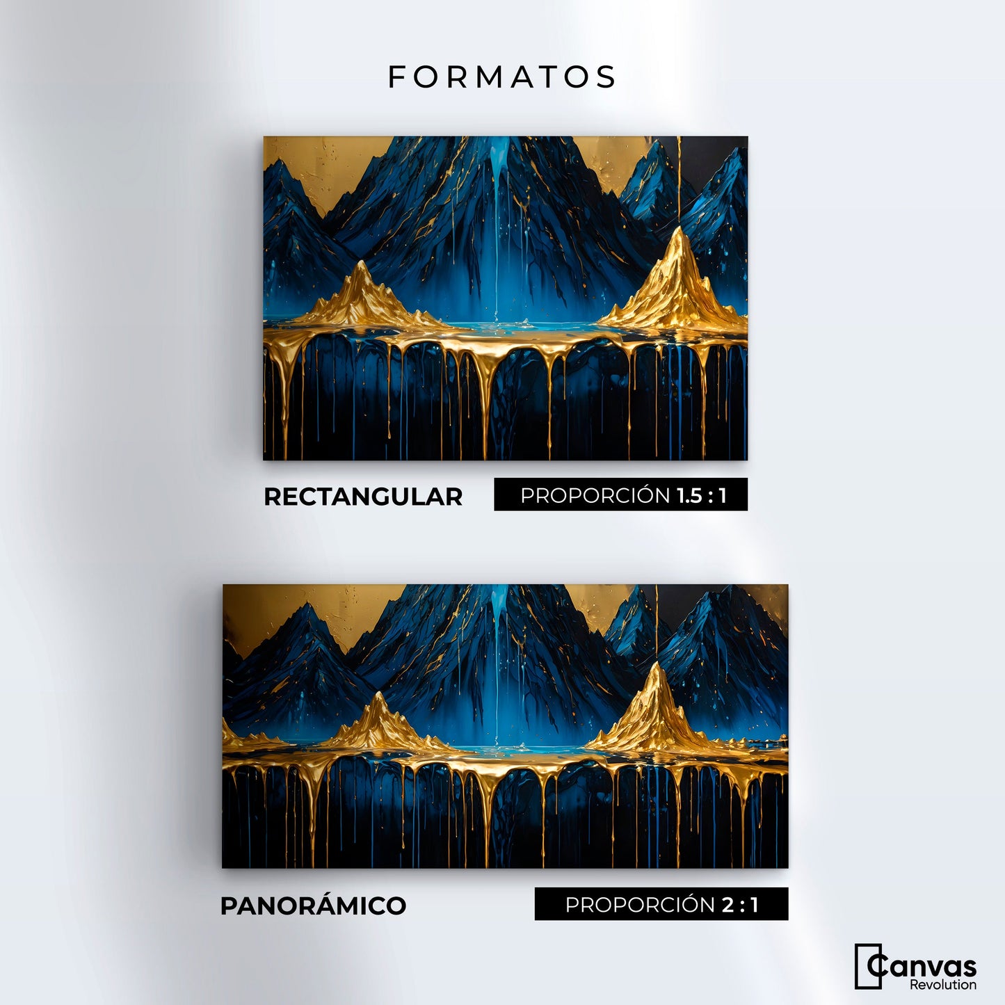 Cuadros Decorativos Canvas Revolution | Cascadas Doradas | Formatos