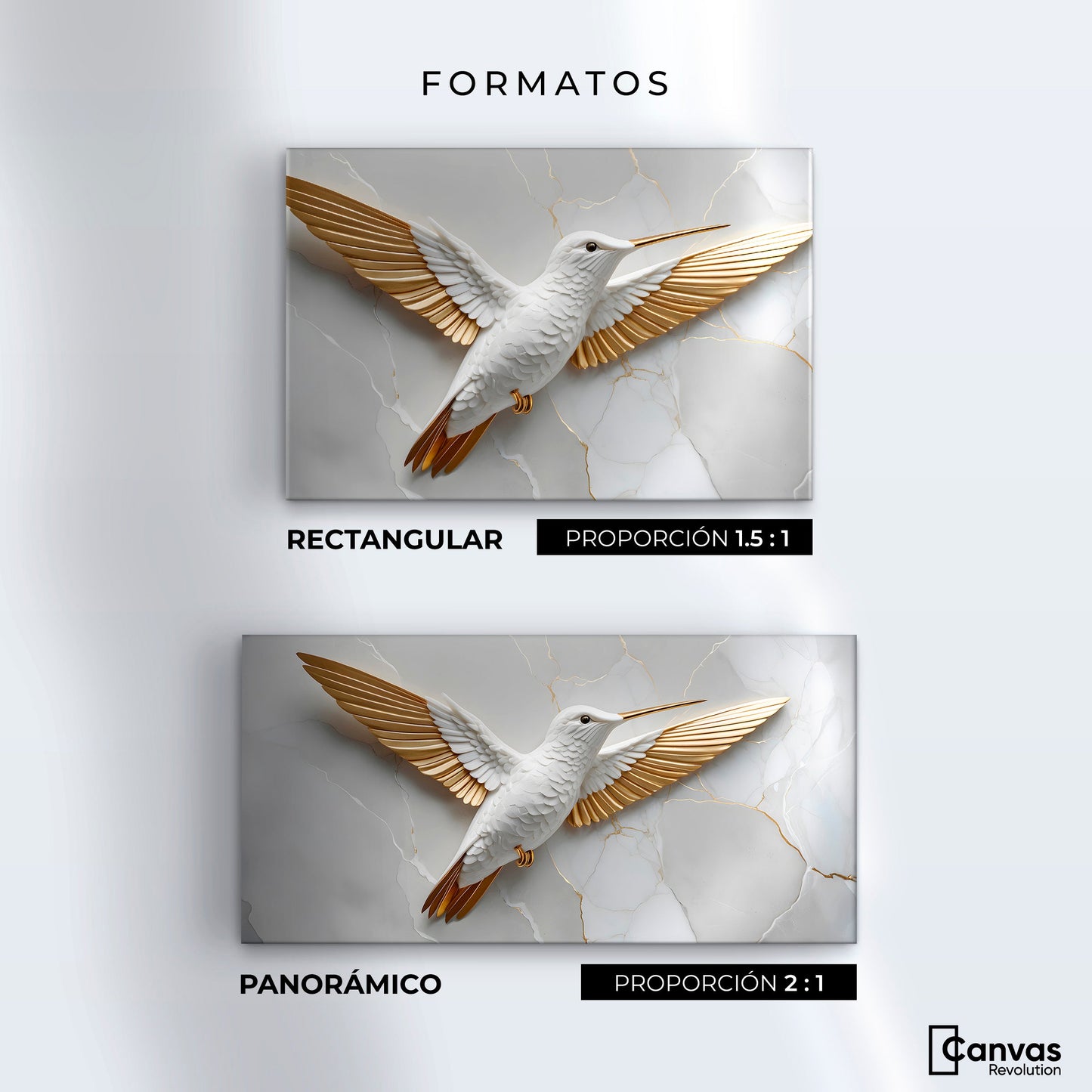 Cuadros Decorativos Canvas Revolution | Colibri Ala Dorada | Formatos