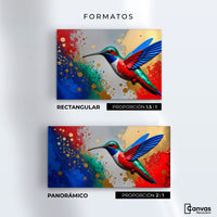 Cuadros Decorativos Canvas Revolution | Colibri Rocio Oro | Formatos