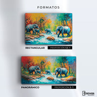 Cuadros Decorativos Canvas Revolution | Cruce Elefantes | Formatos