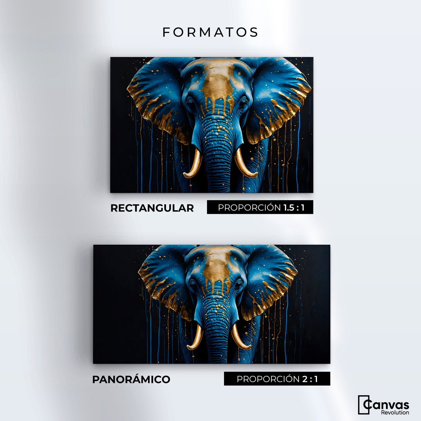 Cuadros Decorativos Canvas Revolution | Elefante Celestial | Formatos