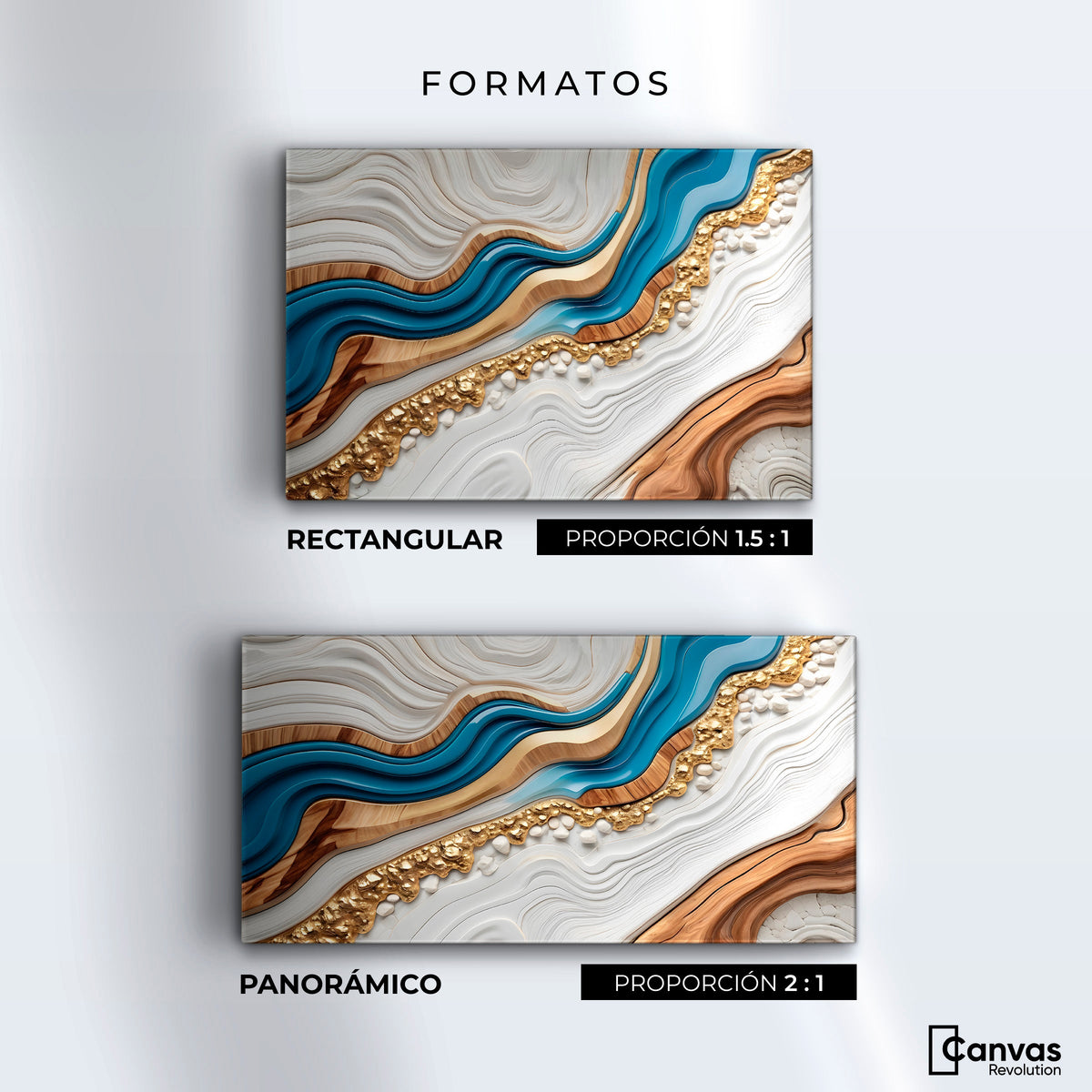 Cuadros Decorativos Canvas Revolution | Estratos Dorados | Formatos
